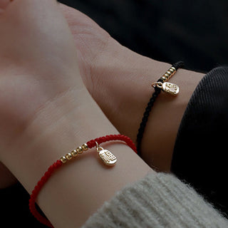 Buddha Gift Handmade Fu Character Charm Luck Fortune Rope Bracelet