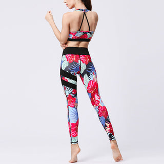 Buddha Gift 2Pcs Sunflower Flowers Leaves Print Top Pants Sports Fitness Yoga Women's Yoga Sets