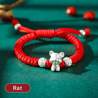 Buddha Gift 999 Sterling Silver Chinese Zodiac Red Rope Luck Handcrafted Kids Bracelet