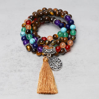 Buddha Gift Healing Crystal Mala Prayer Beads 108 Meditation Healing Multilayer Bracelet Necklace