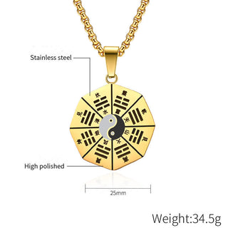 Buddha Gift Bagua Yin Yang Titanium Steel Balance Necklace Pendant