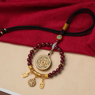 Buddha Gift Natural Cinnabar Wish Ruyi Peace Blessing Car Hanging Decoration