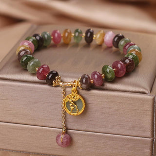 Buddha Gift Colorful Tourmaline Cute Flower Rabbit Charm Love Bracelet