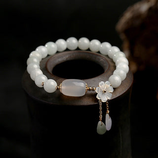 Buddha Gift Natural White Jade Luck Bracelet