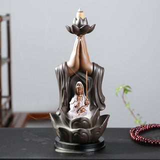 Buddha Gift Buddha Avalokitesvara Chenrezig Ksitigarbha Ceramic Lotus Blessing Backflow Incense Burner