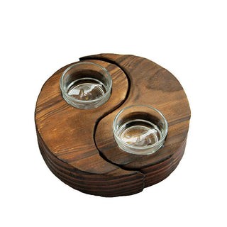 Buddha Gift Yin Yang Wood Candle Holder Meditation Rituals Use Items