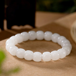 Buddha Gift Hetian White Jade Happiness Blessing Bracelet