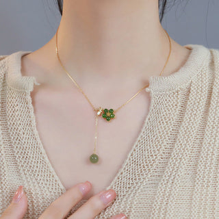 Buddha Gift 925 Sterling Silver Hetian Cyan Jade Plum Flower Blossom Design Luck Necklace Pendant