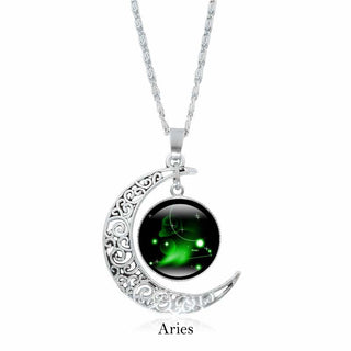 Buddha Gift 12 Constellations of the Zodiac Moon Protection Necklace Chain Pendant