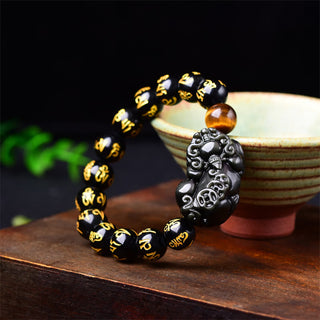Buddha Gift FengShui PiXiu Obsidian Wealth Bracelet
