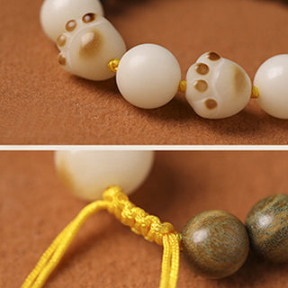 Buddha Gift Natural Green Sandalwood Bodhi Seed Cat Paw Claw Cure Bracelet