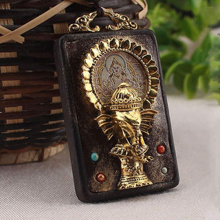 Buddha Gift Ebony Wood Elephant God of Fortune Buddha Blessing Necklace String Pendant