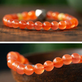 Buddha Gift 925 Sterling Silver Chinese Zodiac Natal Buddha Amulet Red Agate Amber Self-acceptance Bracelet