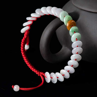 Buddha Gift Round Jade Lucky Red String Weave Bracelet