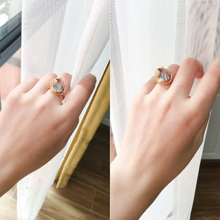 Buddha Gift Pearl Copper Plated Gold Flower Happiness Wealth Ring