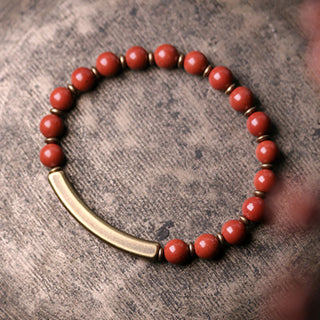 Buddha Gift Red Jasper Moss Agate Black Obsidian Crystal Copper Peace Couple Bracelet