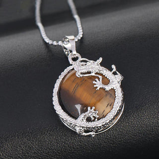 Buddha Gift Chinese Dragon Natural Quartz Crystal Healing Energy Necklace Pendant