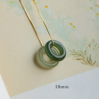 Buddha Gift Natural Round Jade Peace Buckle Luck Abundance Necklace Pendant