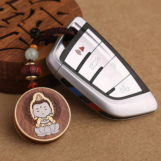 Buddha Gift Ebony Wood Rosewood Buddha Avalokitesvara Om Mani Padme Hum Balance Car Key Chain Decoration