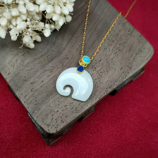 Buddha Gift White Jade Elephant Luck Fortune Necklace Pendant