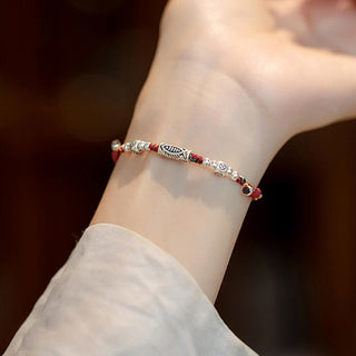 Buddha Gift 925 Sterling Silver Luck Koi Fish Braided Colorful String Bracelet Anklet