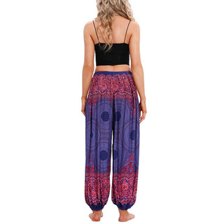 Buddha Gift Loose Circle-shaped Flowers Pattern Harem Trousers Women's Yoga Pants