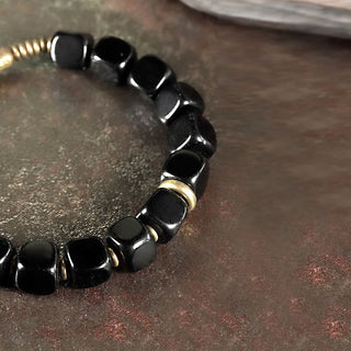 Buddha Gift Black Obsidian Crystal Copper Strength Couple Bracelet