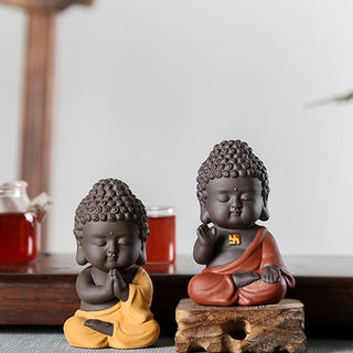Buddha Gift Small Buddha Serenity Purple Clay Home Desk Decoration