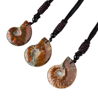 Buddha Gift Natural Ammonite Fossil Snail Pattern Meditation Healing Necklace Pendant