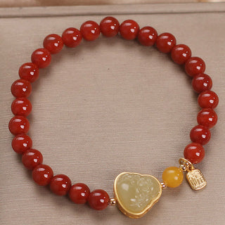 Buddha Gift Laughing Buddha Red Agate Jade Confidence Bracelet