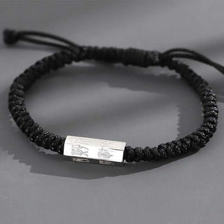 Buddha Gift 925 Sterling Silver Letter Engraving Blessing String Bracelet