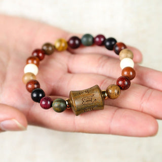 Buddha Gift Tibet Multicolored Sandalwood Om Mani Padme Hum Protection Bracelet