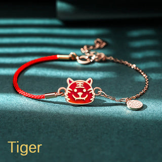 Buddha Gift 925 Sterling Silver Color-changing Chinese Zodiac Luck Protection Red String Chain Bracelet