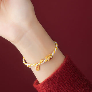 ❗❗❗A Flash Sale- Buddha Gift 925 Sterling Silver Year Of The Dragon Dumpling Design Attract Fortune Luck Braided Bracelet
