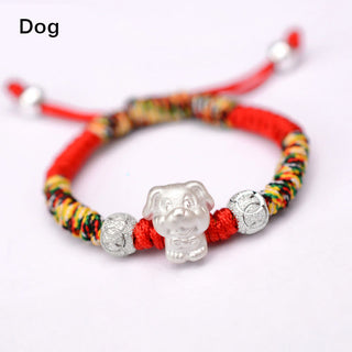 Buddha Gift 999 Sterling Silver Chinese Zodiac Red Rope Luck Handcrafted Kids Bracelet