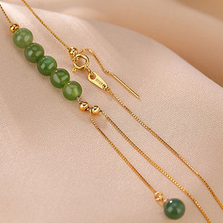 Buddha Gift 925 Sterling Silver Cyan Jade Beads Healing Necklace Pendant