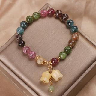 Buddha Gift Natural Colorful Tourmaline Flower Bead Love Bracelet