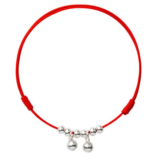 Buddha Gift 925 Sterling Silver Red String Braid Bell Charm Anklet
