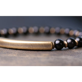 Buddha Gift Red Jasper Moss Agate Black Obsidian Crystal Copper Peace Couple Bracelet