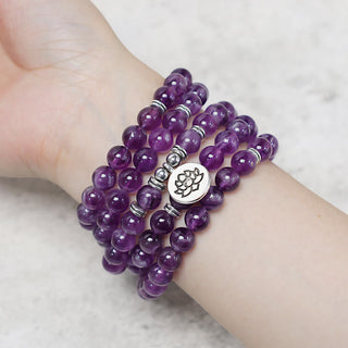 Buddha Gift Natural Amethyst Purification Mala Bracelet