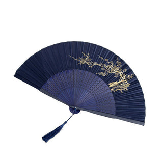 Buddha Gift Crane Dragonfly Lotus Peony Plum Blossom Butterfly Handheld Silk Bamboo Folding Fan 22.5cm