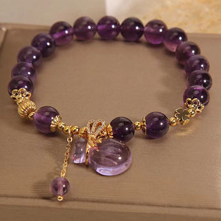 Buddha Gift Natural Amethyst Crystal Money Bag Charm Positive Bracelet