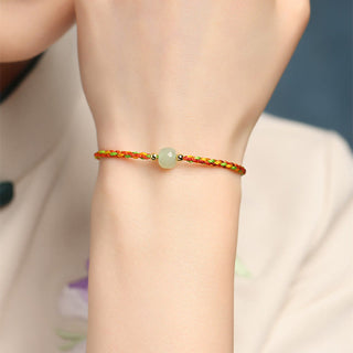 Buddha Gift Colorful Rope Luck Jade Bead Abundance Bracelet