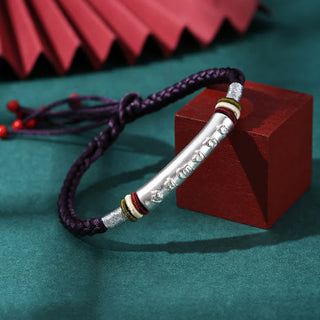 Buddha Gift 999 Sterling Silver Om Mani Padme Hum Protection Strength String Bracelet