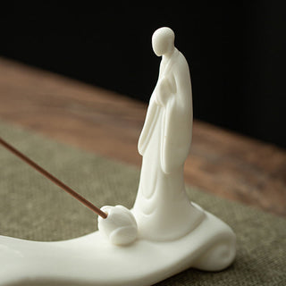 Buddha Gift Buddha Monk Ceramic Sea Wave Mountain Blessing Incense Burner Decoration