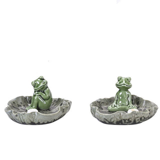 Buddha Gift Leaf Meditation Frog Pattern Healing Ceramic Incense Burner Decoration