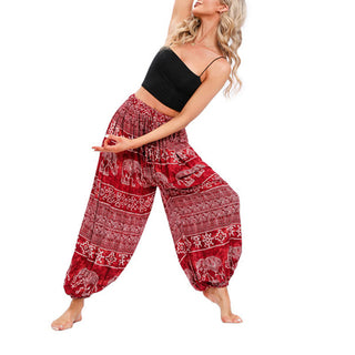 Buddha Gift Elephant Geometry Pattern Casual Loose Harem Trousers Women's Yoga Pants