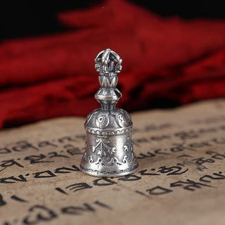 Buddha Gift Tibet 925 Sterling Silver Om Mani Padme Hum Dorje Bell Vajra Engraved Enlightenment Pendant Hanging Decoration