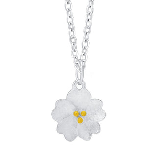 Buddha Gift 925 Sterling Silver Cherry Blossom Flower Blessing Necklace Pendant