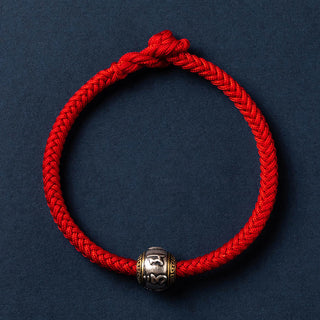 Buddha Gift 925 Sterling Silver Tibet Handmade Om Mani Padme Hum Luck Protection King Kong Knot Braided Bracelet